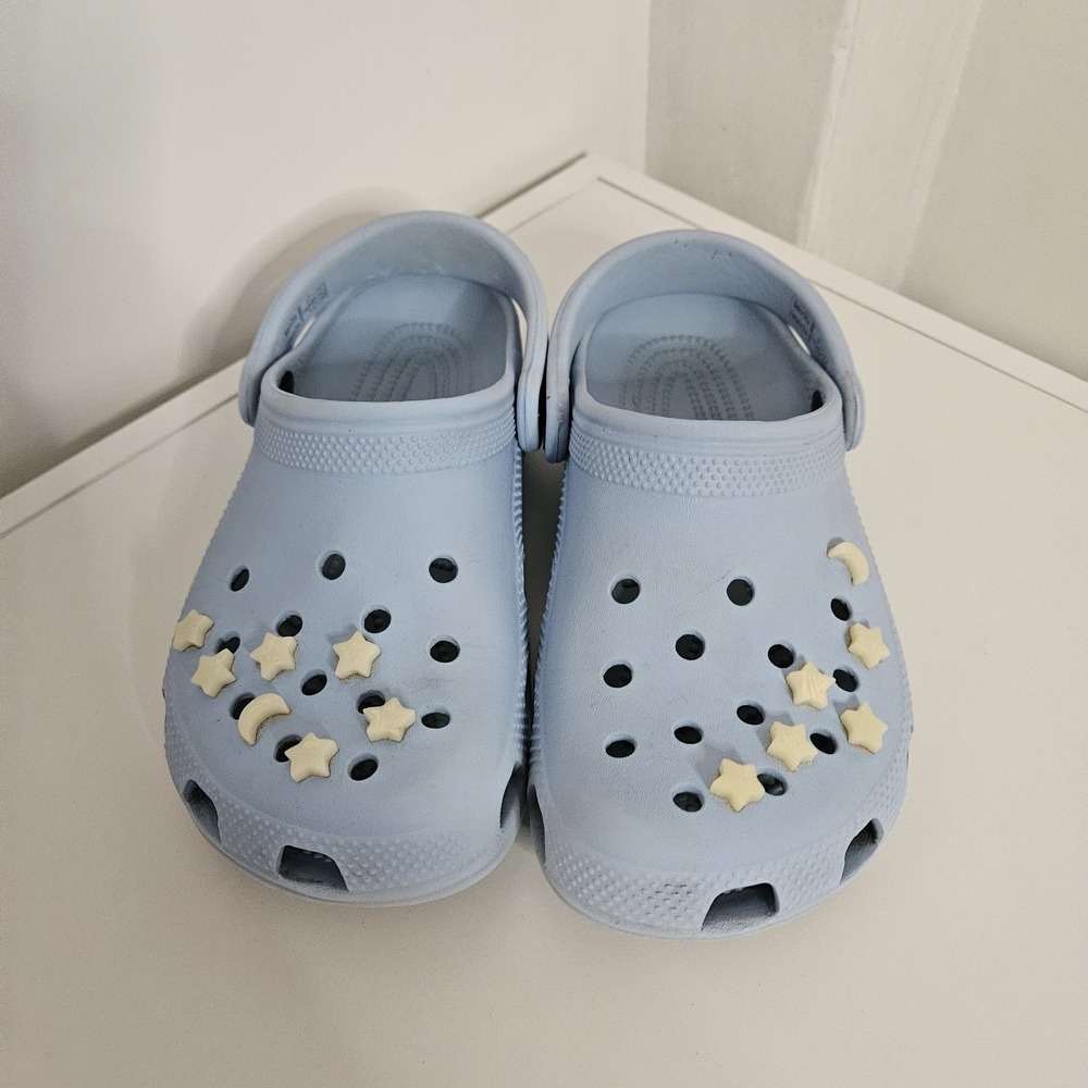 Crocs Classic Light Blue Moon & Stars  Juniors Size 4